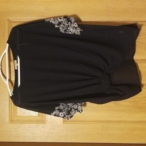 Democracy Navy Embroidered Top with Side Tie.